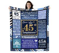 Regalo per il 45° Compleanno Coperta di Compleanno per 45 Anni Uomini Zio Papà Figlio Fratello Nipote Amico Cugino Fidanzato Marito Collega Coperta di Compleanno 130X150CM Idee Happy Birthday (45-lui)