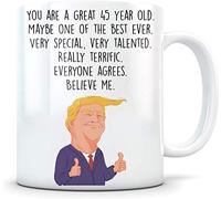 Regalo per il 45° compleanno per donne e uomini, tazza per il 45° compleanno, regalo di compleanno per 45 anni, felice 45° compleanno, festa per il 45° compleanno, 45° compleanno