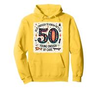 Regalo per Il 50° Compleanno: Old Enough to Know Better Citazione Divertente Felpa con Cappuccio, Unisex per Adulti, Limone, L