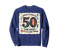 Regalo per Il 50° Compleanno: Old Enough to Know Better Citazione Divertente Felpa, Unisex per Adulti, Navy, M