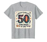 Regalo per Il 50° Compleanno: Old Enough to Know Better Citazione Divertente Maglietta, Bambini, Grigio Melange, 6 Anni