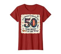 Regalo per Il 50° Compleanno: Old Enough to Know Better Citazione Divertente Maglietta, Donna, Mirtillo Rosso, XXL