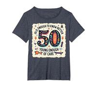 Regalo per Il 50° Compleanno: Old Enough to Know Better Citazione Divertente Maglietta, Donna Plus-Size, Pervinca, 3X