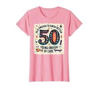 Regalo per Il 50° Compleanno: Old Enough to Know Better Citazione Divertente Maglietta, Donna, Rosa, 3XL