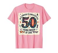 Regalo per Il 50° Compleanno: Old Enough to Know Better Citazione Divertente Maglietta, Uomo, Rosa, 3XL