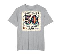 Regalo per Il 50° Compleanno: Old Enough to Know Better Citazione Divertente Maglietta, Uomo Taglie Grandi, Grigio Melange, 5X Tall