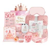 Regalo per il 50° compleanno per le donne, pacchetto di cura Get Well Soon Regali per donna di 50 anni, scatola per il 50° compleanno, kit rilassante spa con coperta tumbler poster per sua mamma