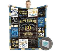 Regalo per il 50° compleanno per lui, coperta per il 50° compleanno da uomo con confezione regalo, regalo di compleanno per 50 anni per uomini che compie 50 anni, idee regalo per uomo 50°