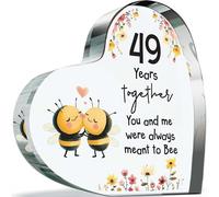 Regalo per il 59° anniversario della peste per marito e moglie, con scritta in inglese "Meant to Bee", regalo per il 49° anniversario di matrimonio per partner, 100 mm, in acrilico, a forma di cuore