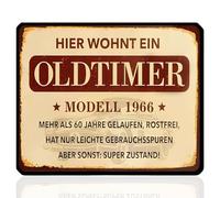 Regalo per il 60° compleanno da uomo - QUI VIVE UN'AUTO D'EPOCA - Divertente cartello in legno con scritta - Regali divertenti per uomo per il 60° compleanno, la festa del papà e Natale