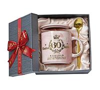 Regalo per il 60° compleanno per le donne, favoloso 1962 invecchiato alla perfezione - Tazza da caffè rosa da 396.9 g stampata con oro, lei, tazza in marmo in ceramica con scatola
