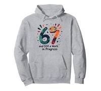 Regalo per Il 67° Compleanno: Ancora Un Lavoro in Corso Felpa con Cappuccio, Unisex per Adulti, Grigio Melange, M