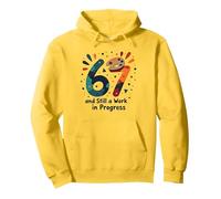 Regalo per Il 67° Compleanno: Ancora Un Lavoro in Corso Felpa con Cappuccio, Unisex per Adulti, Limone, L