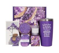 Regalo per la cura di sé da donna, con cristalli viola, rilassante pacchetto per la cura della spa, regalo di compleanno per donne, lei, mamma, amica, moglie, regalo di San Valentino - Scatola regalo