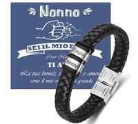 Regalo per la Festa del Papà - Braccialetto Papa - Regalo Padre - Braccialetto incisione，il mio eroe per sempre Papà， Bracciale Padre Pelle，Regalo di compleanno per papà (Bracciale Nonno)