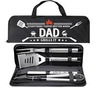 Regalo per la festa del papà da parte della figlia, accessori per griglia, set di griglie in acciaio inox resistente, strumenti per barbecue per barbecue all'aperto con custodia in alluminio, set di