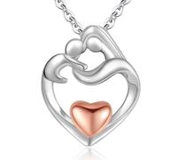 Regalo Per La Festa Della Mamma, Collana Donna Argento 925 Oro Rosa Cuore Ciondolo, Idee per Regali Originali, Compleanno San Valentino Natale, Mothers Day Gifts for Mum