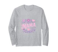 Regalo per la Festa della Mamma con Scritta in Inglese Mama Heart Love Maglia a Manica