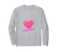 Regalo per la Festa della Mamma con Scritta in Inglese Mama Heart Love Maglia a Manica