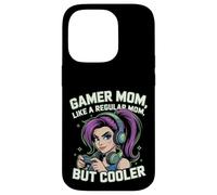 Regalo per la festa della mamma da gioco per la festa della mamma carino capelli viola Gamer Girl Custodia per iPhone 14 Pro
