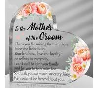 Regalo per la madre dello sposo dalla sposa, madre dello sposo, regalo di nozze, placca a forma di cuore in acrilico, decorativa, regalo di ringraziamento per la mamma (fiore rosa)