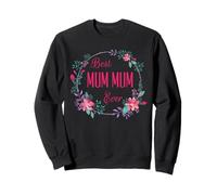 Regalo per la Mamma con Scritta Best Mum Ever with Pink Floral Fun Aunt Grandma Mom Gift Felpa