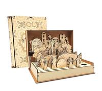 Regalo per la settimana santa di Pasqua, in legno, fatto a mano, decorazione per la scena della risurrezione pasquale cristiana, set di libri di Pasqua con storie illustrate, figura da scrivania
