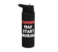 Regalo per lui che russa, con scritta in lingua inglese "Warning May Start Snoring Funny Stainless Steel Insulated Water Bottle