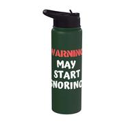 Regalo per lui che russa, con scritta in lingua inglese "Warning May Start Snoring Funny Stainless Steel Insulated Water Bottle