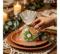 Regalo per Lui/Lei: Set di 8 candele a forma di margherita verde, regalo di candele floreali rustiche con etichette di ringraziamento, candele decorative in stile bohémien, adatte per decorazioni inte