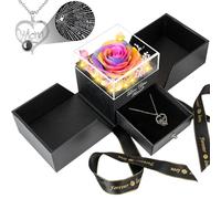 Regalo per mamma da figlia e figlio, idea regalo unica per la festa della mamma, compleanno, colore conservato, rose vere con scritta "I Love You" in 100 lingue, regalo fantastico per mamma e mamma