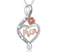 Regalo per mamma, nana, figlia, in argento Sterling S925, collana con fiori di rosa, regalo per mamma, nonna, figlio, nipoti, perfetto regalo di Natale, con confezione regalo, Zirconia cubica
