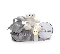 Regalo per neonato | Colore: multicolore | Doudou personalizzato e lampada notturna | fatto a mano in Spagna | confezione regalo di lusso (Lamparita + orso + Doudou + coperta)