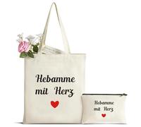 Regalo per ostetrica, borsa in tela per ostetrica con cuore, piccola borsa per cosmetici come ringraziamento, borsa regalo per l'addio, grazie per l'accompagnamento