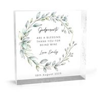 Regalo per padrino per battesimo - regalo personalizzato per battesimo - blocco acrilico trasparente decorativo segnaletica ricordo per padrino grazie