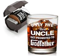 Regalo per proposta padrino, regalo di annuncio di gravidanza per fratelli e zii, set di bicchieri di rocce e barile borbonico per Natale, solo i migliori zii vengono promossi a padrino