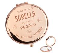 Regalo per Sorella Specchio Compacto Specchio Trucco, Sorella Prediletta Regalo Originali Per Compleanno, San Valentino, Festa della Donna, Regali Natale Donna, Ingranditore x1/x2