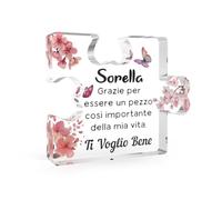 Regalo per Sorella Targa Acrilica, Idee Originali Compleanno, Natale, Pasqua, Capodanno, Regalo Amore Affetto Sorella Prediletta, Decorazione Casa per Sorella Speciale