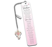 Regalo per sorelle da sorella, sorella in Cristo regalo per donne, segnalibro religioso con croce cristiana per donne, segnalibro con dedica biblica ispiratrice, festa della mamma, laurea, regalo di