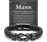 Regalo per uomini, braccialetto in pelle per uomo e ragazzo, regalo per figlio, fratello, papà, uomo, regalo per compleanno, festa del papà, anniversario, San Valentino, Natale, Eine Grösse, Pelle