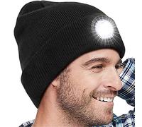 Regalo per Uomo e Donna Berretto con Luce LED - Idee Regali Natale Originali Cappello con Luce, Caldo LED Berretto per Escursioni in Bicicletta, Pesca, Portare a Spasso Il Cane, Negro, Talla única