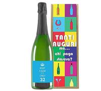Regalo Personalizzato con cassetta in legno per compleanno | Keep Calm it's only | Idea regalo originale per compleanno per Lui e Lei | Regalo Personalizzabile Compleanno Amico (Prosecco DOC 1,5L Blu)