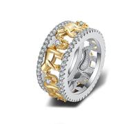 Regalo personalizzato donna anello oro 14 carati donna argento diamante da laboratorio elefante con pietra preziosa dimensione signore per signore festa della mamma gioielli, 14, Oro giallo 14 carati