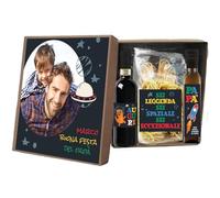 Regalo Personalizzato festa del papà. Vino rosso, Pasta Artigianale e Olio EVO con confezione personalizzata | Idea regalo per festa del papà il 19 marzo (Astronauta papà, Food Box Vino, pasta, Olio)