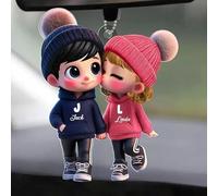 Regalo Personalizzato per Coppia, Ciondolo Auto per Specchietto Retrovisore in Acrilico, Decorazione Auto DIY con Nome e Personaggi, Idea Regalo Natale, Compleanno, Anniversario, Matrimonio