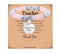 Regalo personalizzato per insegnanti per donne, regalo di riconoscimento per insegnanti con nome e testo in pietra, braccialetto per insegnanti, regalo di ringraziamento per insegnanti, 6.3", Pietra