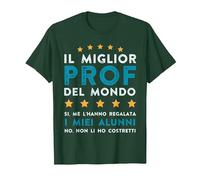 Regalo Professore Fine Anno Miglior Prof del Mondo Maglietta, Uomo, Verde Foresta, L