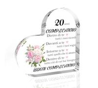 Regalo Ragazza 20 Anni Regali Ragazza 20 Anni Femmina Donna Compleanno Acrilico a Forma Di Cuore Addobbi Originali Regali Idee per Lei Sorelle Amica Zia Figlia Nipoti Fidanzata Moglie Mamma