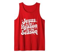 Regalo Religioso retrò per Ragazza Cristiana con Scritta in Lingua Inglese Jesus is The Reason Canotta, Uomo, Rosso, L