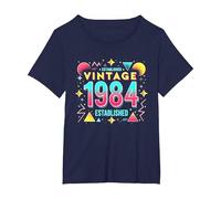 Regalo retrò per 40° Compleanno Vintage 1984 Maglietta, Donna Plus-Size, Navy, 6X